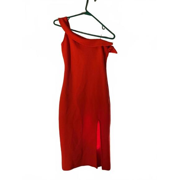 NBD Dresses & Skirts - NBD Red Ribbed One Shoulder BodyCon Dress Size XS Special Occasion